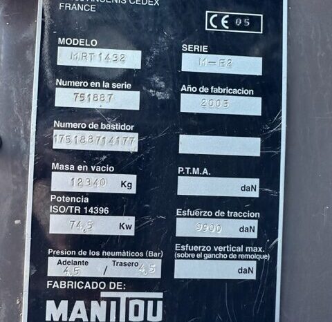 MANIPULADOR TELESCOPICO MANITOU MRT 1432 lleno